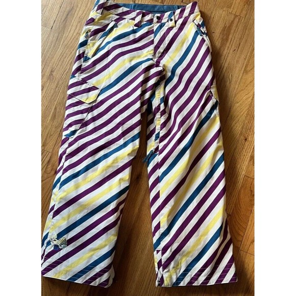 Burton Dry Ride Sugar & Spice Girl's Striped Snow Ski Winter Pants Sz XL 14/16 - Picture 1 of 6